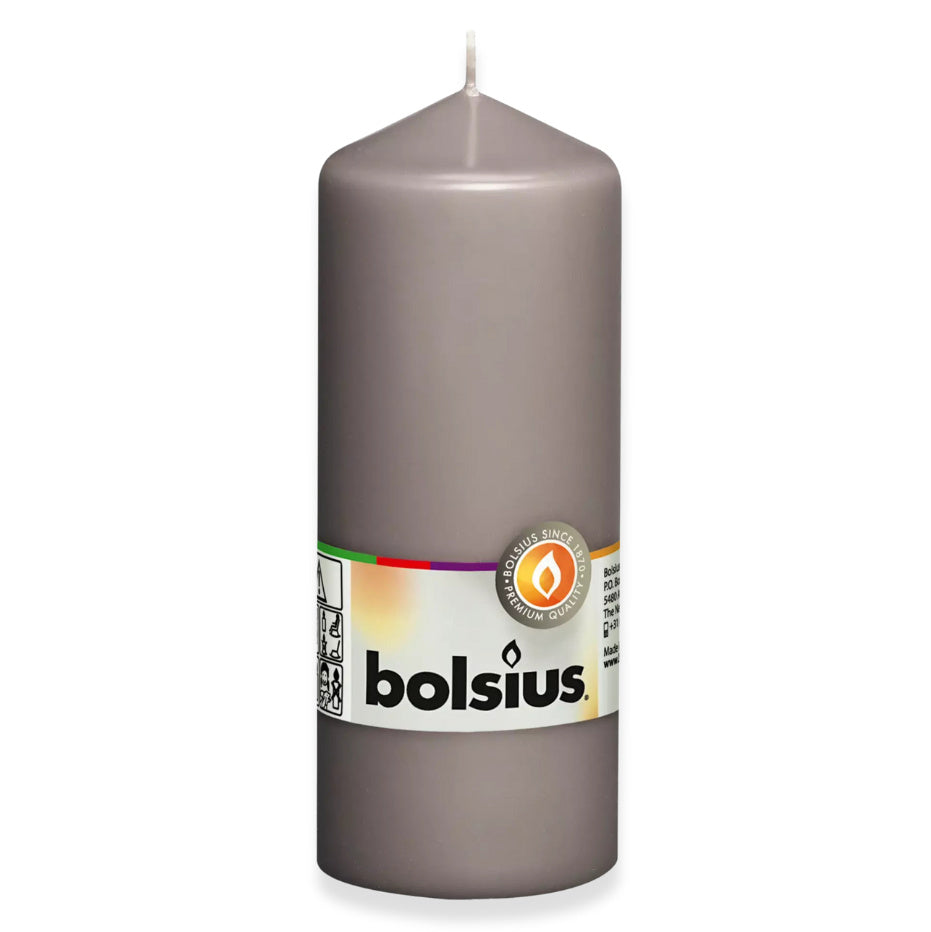 10 Stück Bolsius Stumpenkerzen 150x58mm Blockkerzen glatt - Warmes Grau