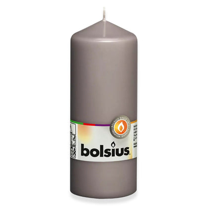 10 Stk Bolsius Stumpenkerzen 150x58mm Blockkerzen glatt - Warmes Grau