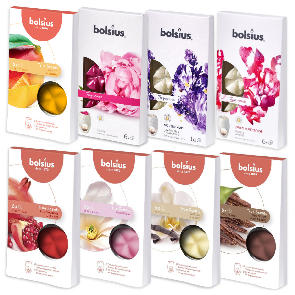 48 Bolsius Aromatic True Scents Wax Melts Duft Schmelzblüten (8x6er)