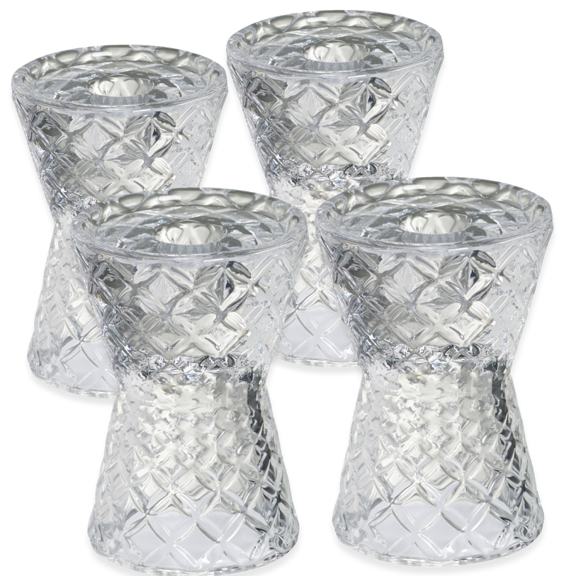 4er Set Bolsius Kerzenhalter 121x85 mm Kristall Glas Kerzenständer - Klar
