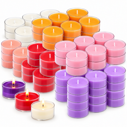 120 Stück Bolsius Maxi Duft-Teelichter 8h Acryl Cup Maxilichte - Mix Düfte & Farben