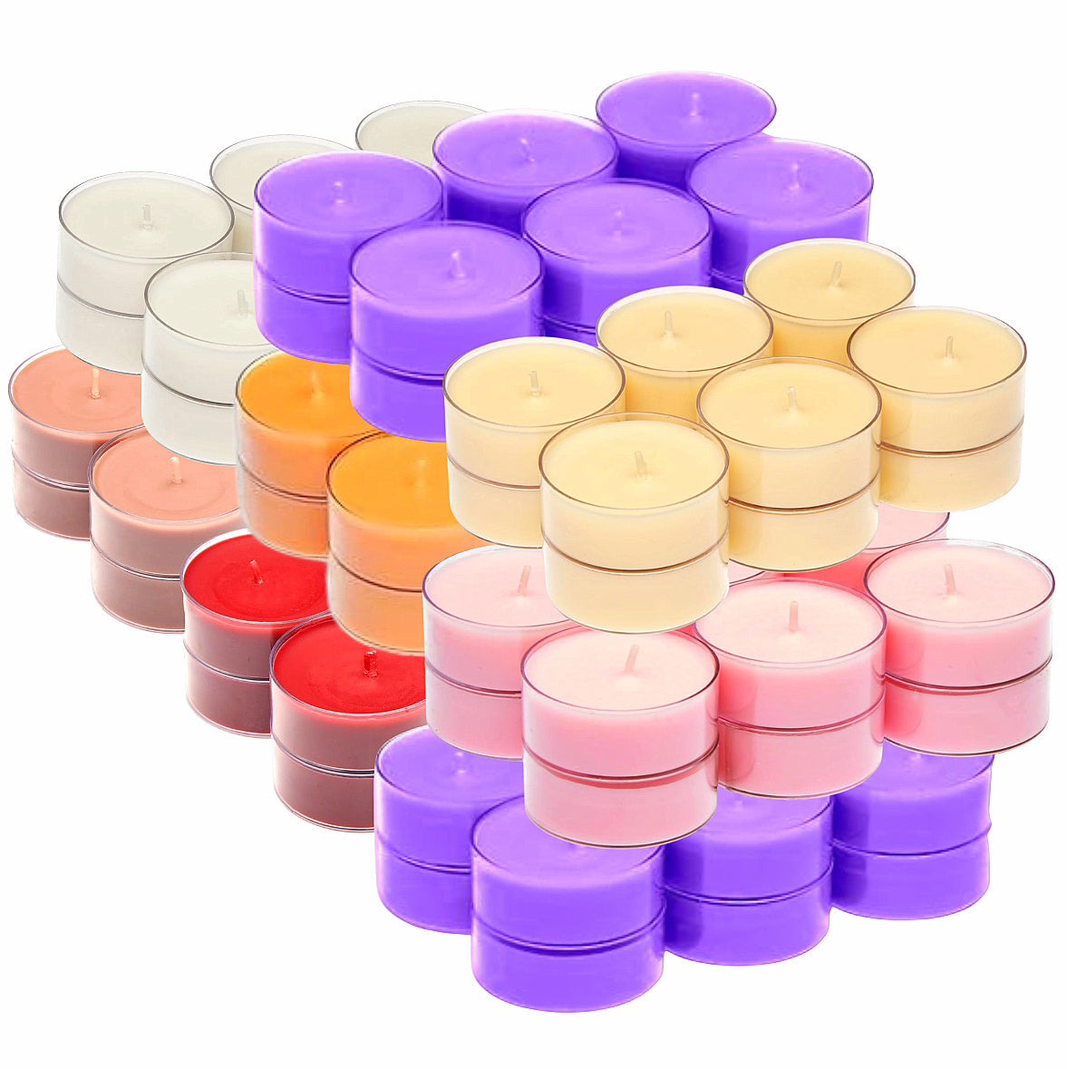 120 Stück Bolsius Maxi Duft Teelichter 8 h Acryl Cup Maxilichte bunt gemischt B-Ware