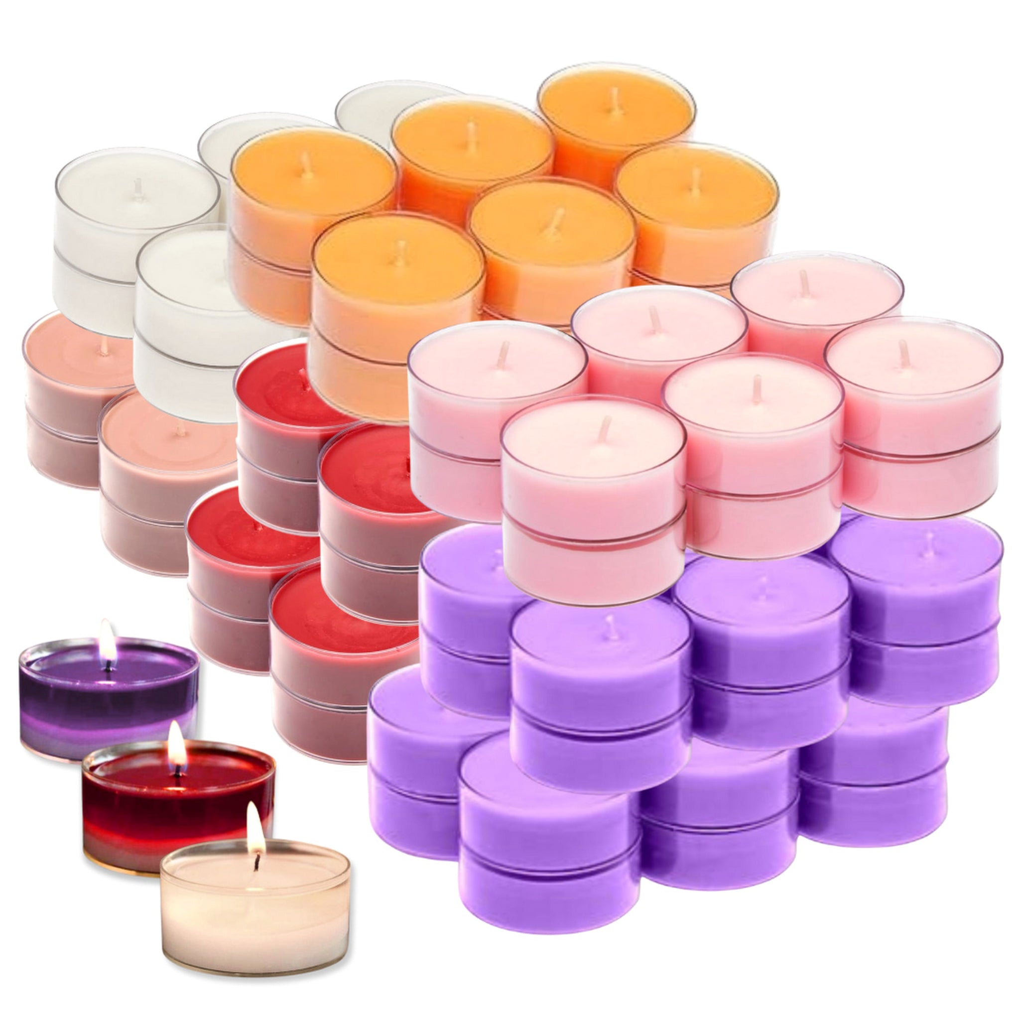 120 Stück Bolsius Maxi Duft Teelichter 8 h Acryl Cup Maxilichte bunt gemischt B-Ware