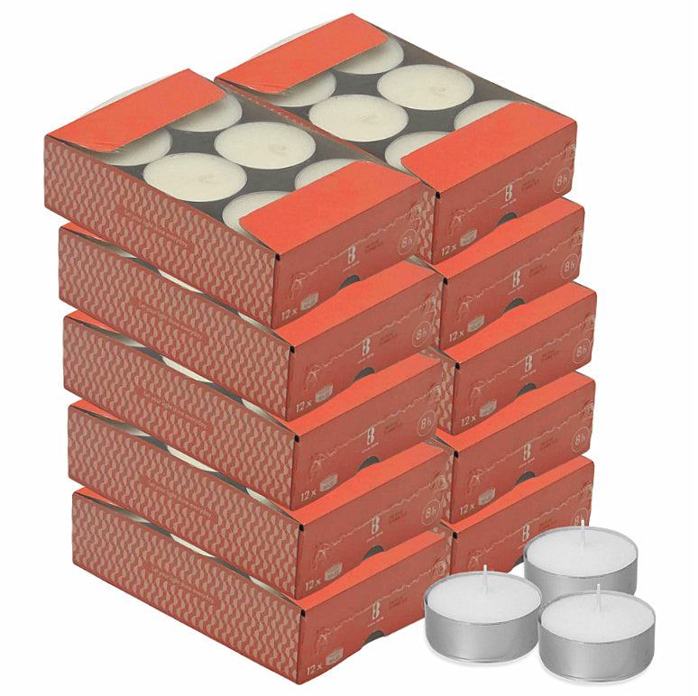 120 Stück Bolsius Maxi Teelichter 8 h Maxilichte Teelicht ALU-Schale (10x12er)