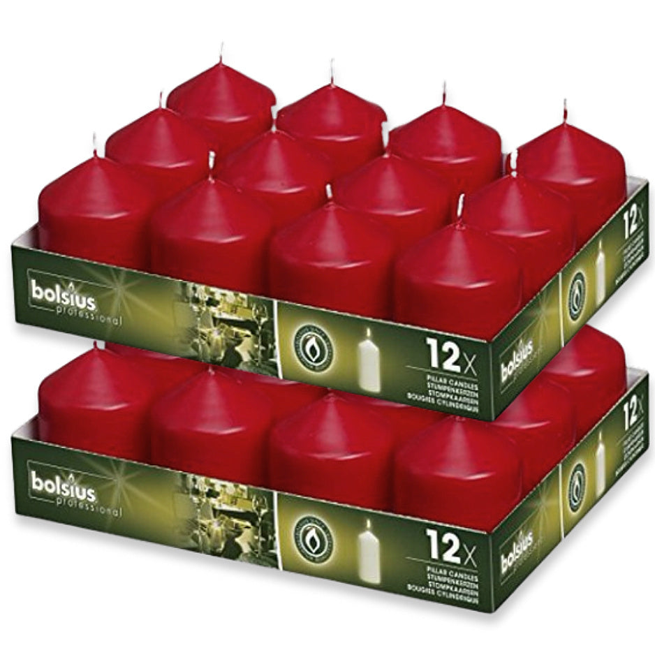 24 Stk Bolsius Professional Stumpenkerzen 78x58mm Gastro Kerzen glatt (2x12er Tray)