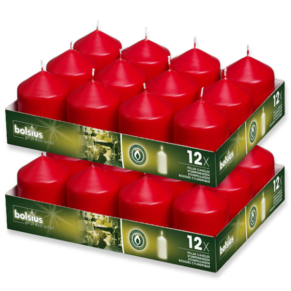 24 Stk Bolsius Professional Stumpenkerzen 78x58mm Gastro Kerzen glatt (2x12er Tray)