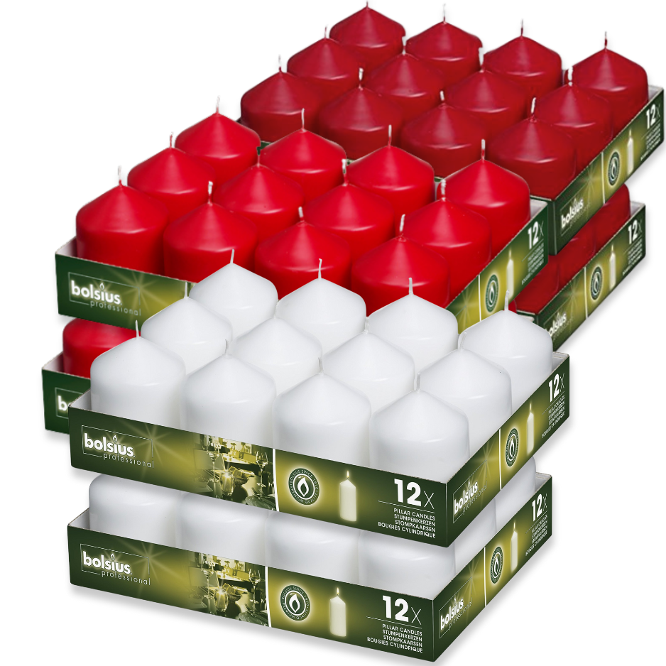 24 Stk Bolsius Professional Stumpenkerzen 78x58mm Gastro Kerzen glatt (2x12er Tray)