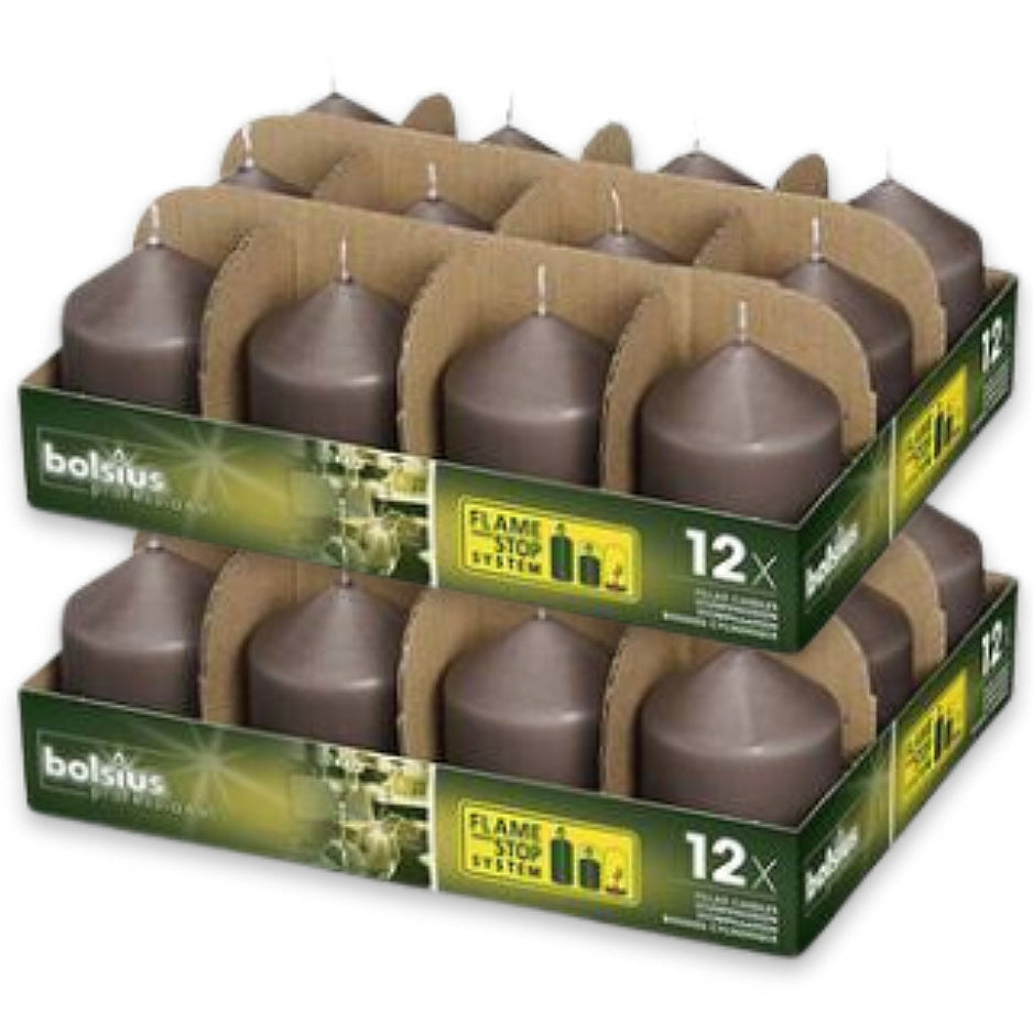 24 Stk Bolsius Professional Stumpenkerzen 78x58mm Gastro Kerzen glatt (2x12er Tray)