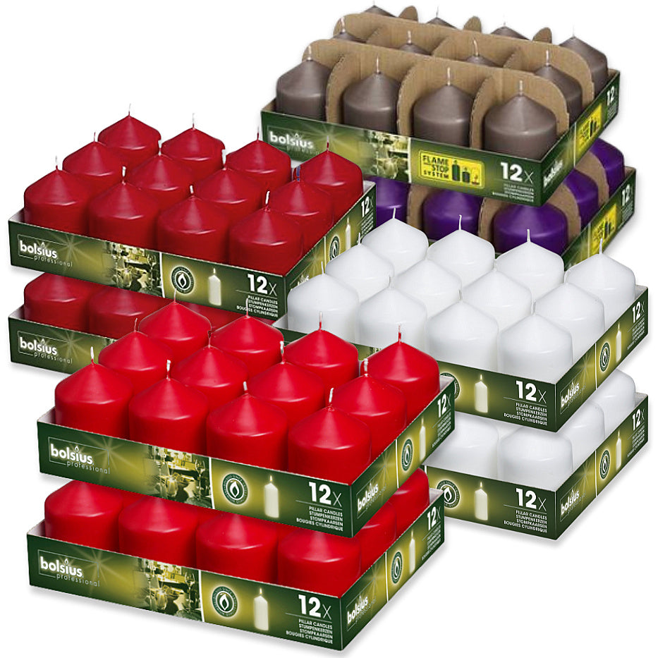 24 Stk Bolsius Professional Stumpenkerzen 78x58mm Gastro Kerzen glatt (2x12er Tray)
