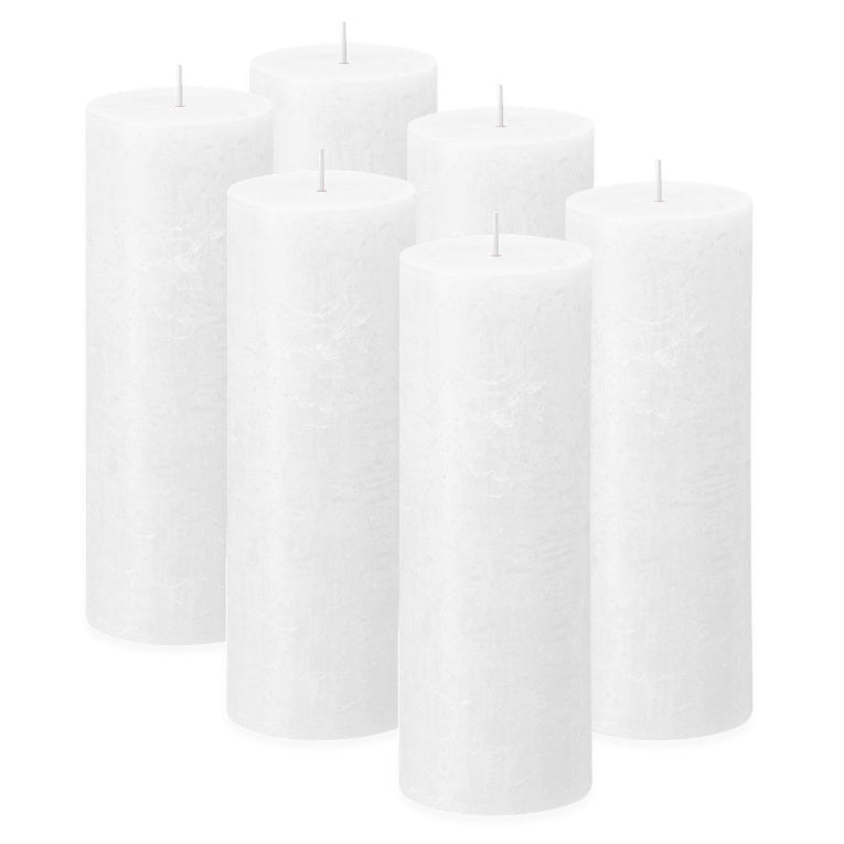 6 Stück Bolsius Rustik Stumpenkerzen 190x68mm - Weiß