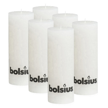 6 Stück Bolsius Rustik Stumpenkerzen 190x68mm - Weiß