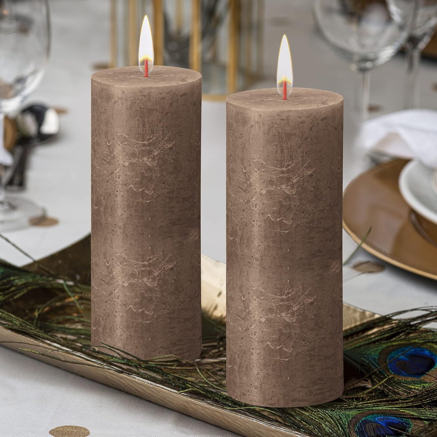 6 Bolsius Professional Rustik Stumpenkerzen 190x68mm - Wildlederbraun (6er Pack)