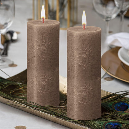 6 Bolsius Professional Rustik Stumpenkerzen 190x68mm - Wildlederbraun (6er Pack)