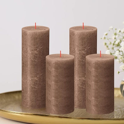 6 Bolsius Professional Rustik Stumpenkerzen 190x68mm - Wildlederbraun (6er Pack)