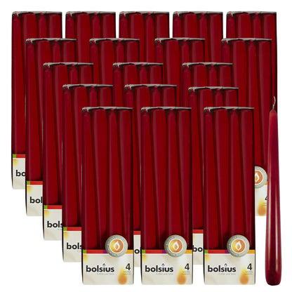 80 Stück Bolsius Spitzkerzen 245x24mm Tafelkerzen - Weinrot/Bordeaux (20x4er)