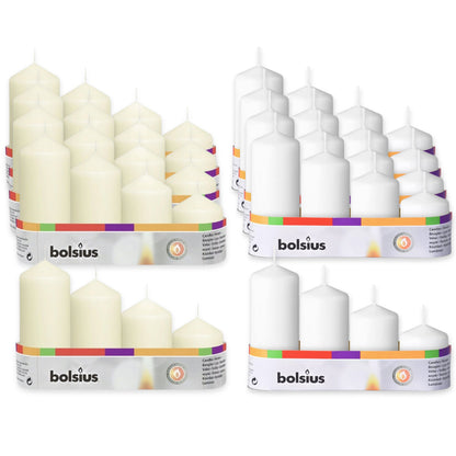 20 Stk (5 x 4er) Bolsius Stumpenkerzen 12/10/8/6 cm Ø 4,8 cm Advent Kerzen abgestuft glatt