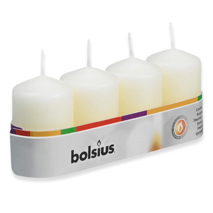 40 Stk (10 x 4er) Bolsius Stumpenkerzen 60x40mm kleine Blockkerzen glatt - Elfenbein