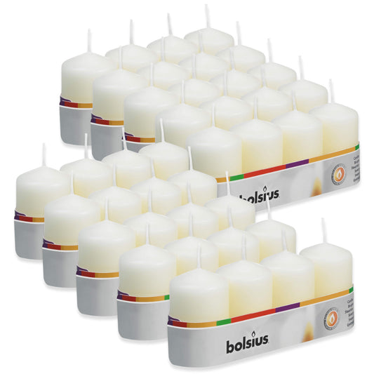 40 Stk (10 x 4er) Bolsius Stumpenkerzen 60x40mm kleine Blockkerzen glatt - Elfenbein