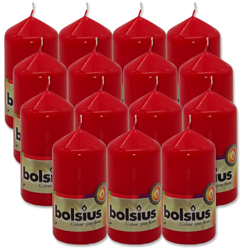 15 Stk Bolsius Stumpenkerzen 98x48mm - Rot