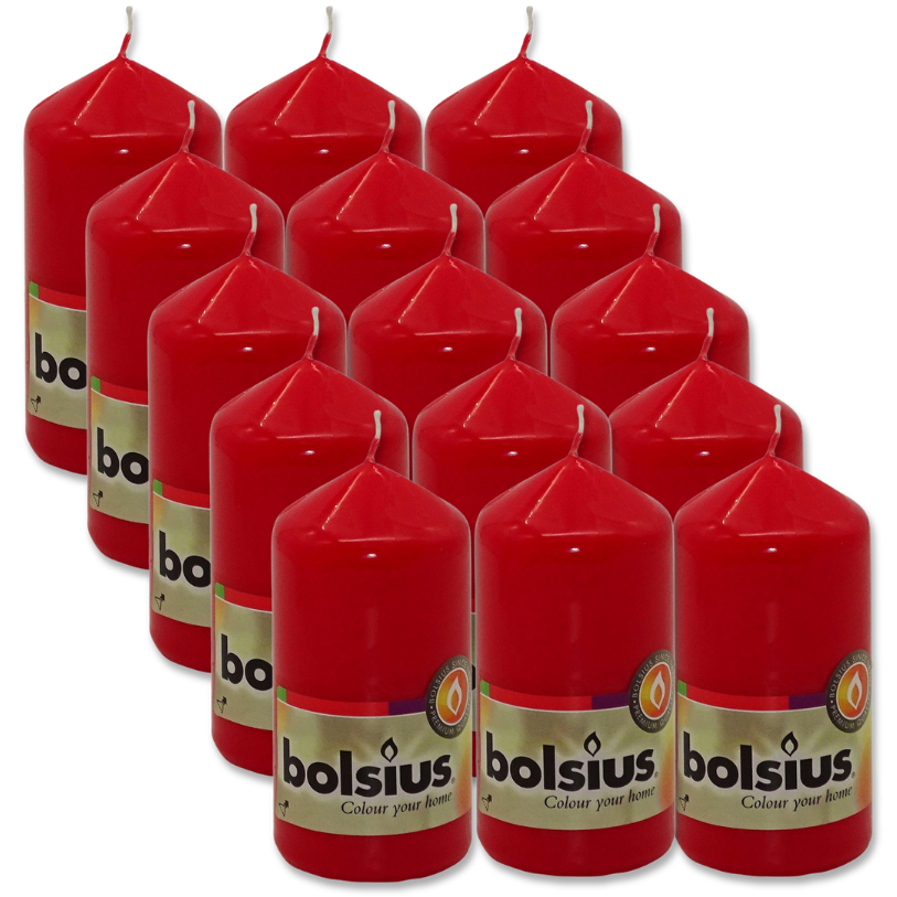 15 Stk Bolsius Stumpenkerzen 98x48mm - Rot