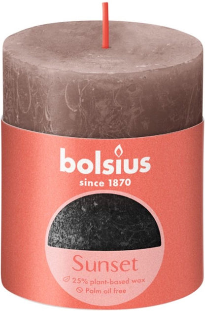 8 Bolsius Rustik Stumpenkerzen 80x68mm cremiges Karamell + Anthrazit Metallic (2x4er)