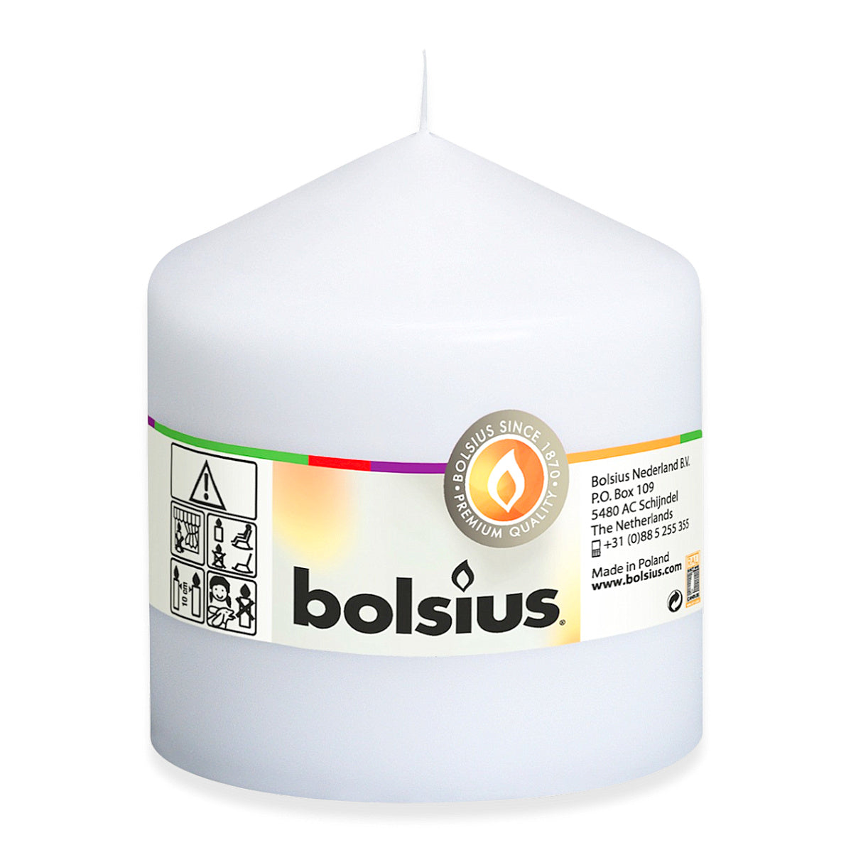 8 Stück Bolsius Stumpenkerzen 100x98mm große Blockkerzen glatt - Weiß