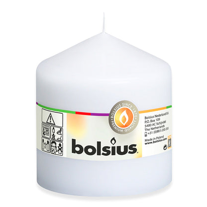 8 Stk Bolsius Stumpenkerzen 100x98mm Blockkerzen glatt - Weiß
