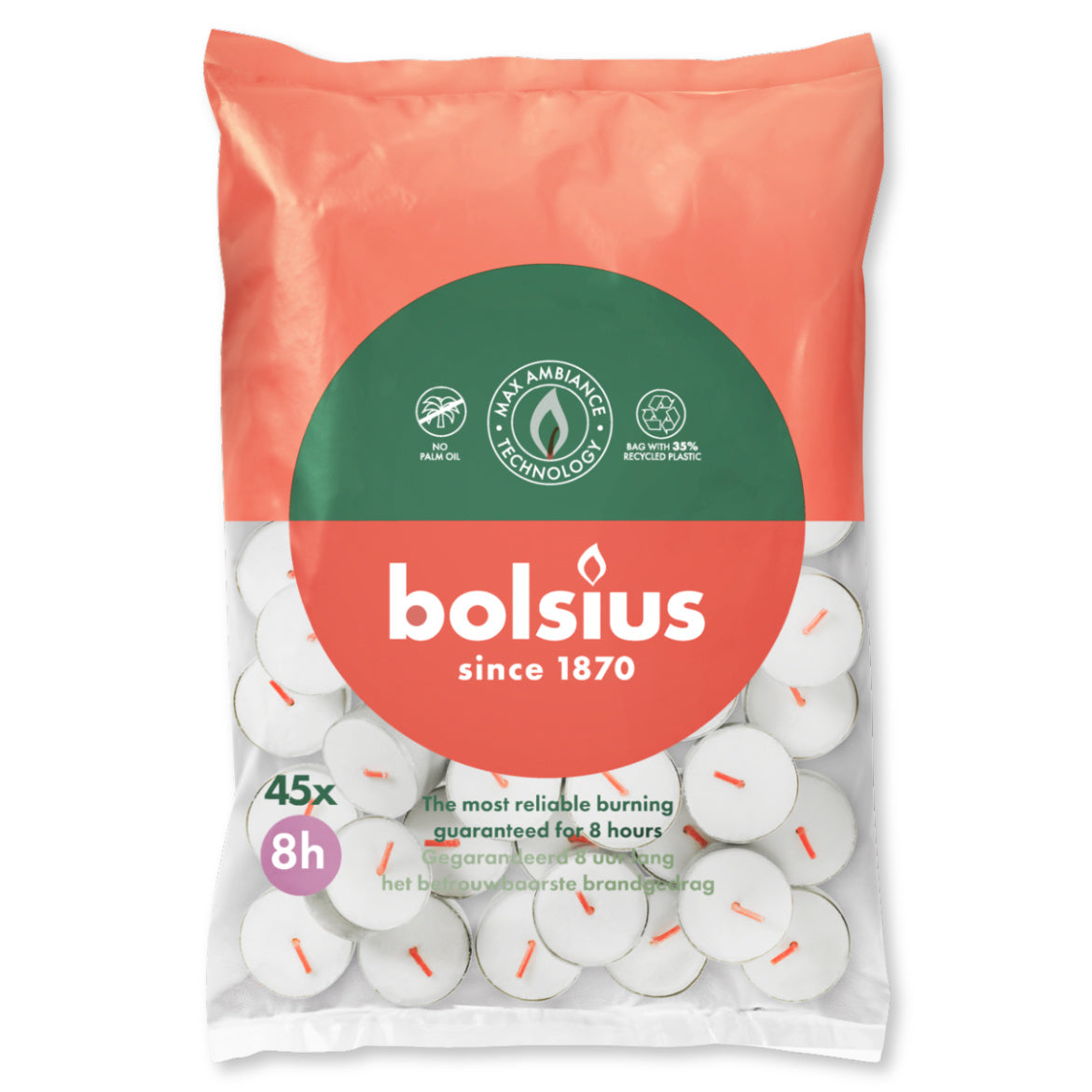 270 Stück Bolsius Gastro Teelichte 8 h Teelicht Alu Cup (6x45er Beutel)