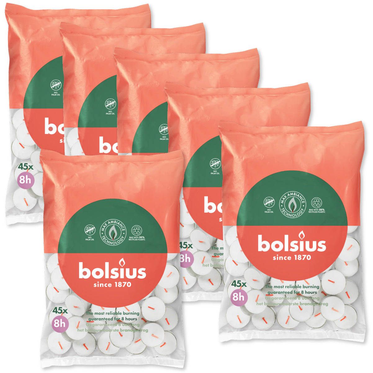 270 Stück Bolsius Gastro Teelichte 8 h Teelicht Alu Cup (6x45er Beutel)