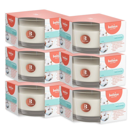 6er Set Bolsius True Scents Duftgläser 80x50mm Duftkerzen Kerzenglas - Fresh Cotton