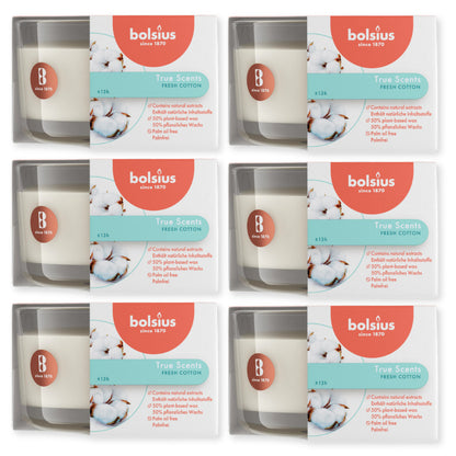 6er Set Bolsius True Scents Duftgläser 80x50mm Duftkerzen Kerzenglas - Fresh Cotton