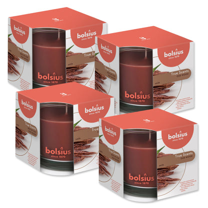 4er Set Bolsius True Scents Duftgläser 95x95mm Duftkerzen Kerzenglas Groß - Oud Wood