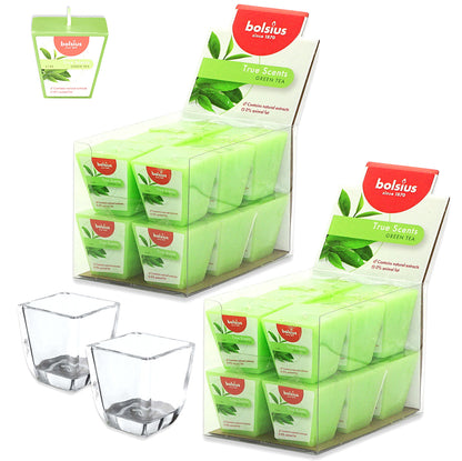 24 Stk Bolsius True Scents Votivkerzen Square 47x47mm Duftkerzen (2x12er) + 2 Gläser Gratis