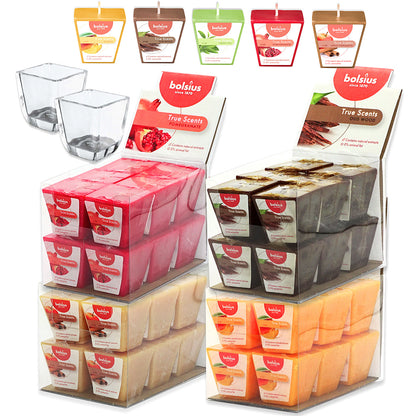 24 Stk Bolsius True Scents Votivkerzen Square 47x47mm Duftkerzen (2x12er) + 2 Gläser Gratis