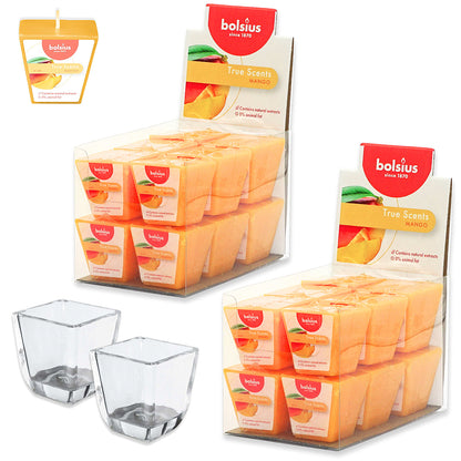 24 Stk Bolsius True Scents Votivkerzen Square 47x47mm Duftkerzen (2x12er) + 2 Gläser Gratis