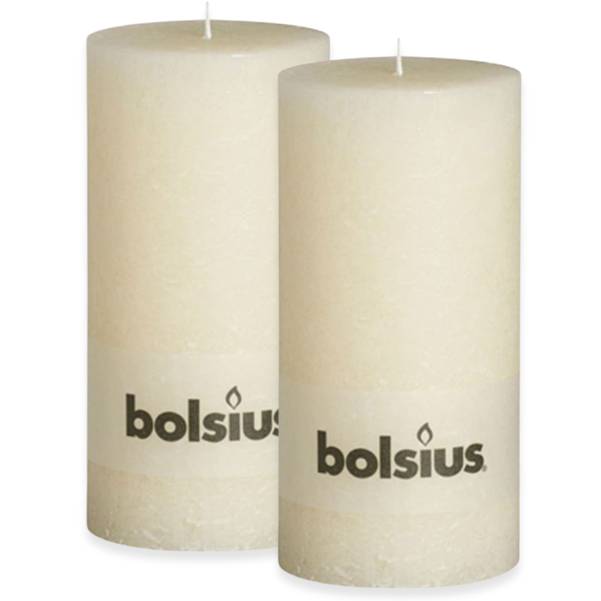2 Stk Bolsius Rustik Stumpenkerzen 200x100mm Rustic Shine