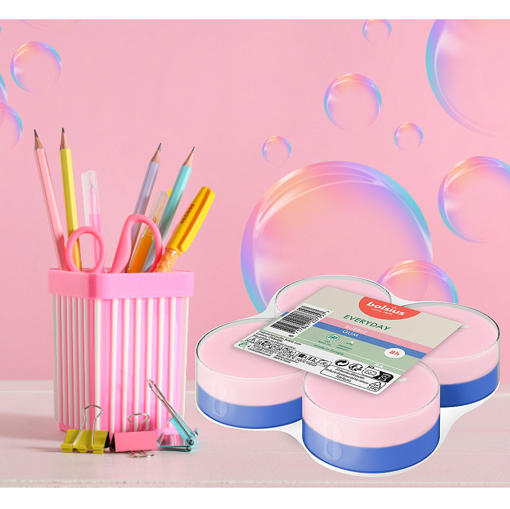 48 Stk Bolsius Everyday Duft Maxi Teelichter 8h Acryl Cup Bubble Gum (12x4er)