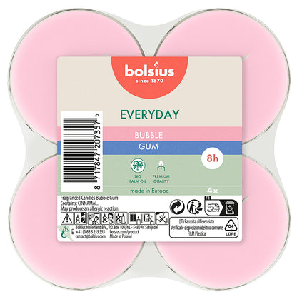 48 Stk Bolsius Everyday Duft Maxi Teelichter 8h Acryl Cup Bubble Gum (12x4er)