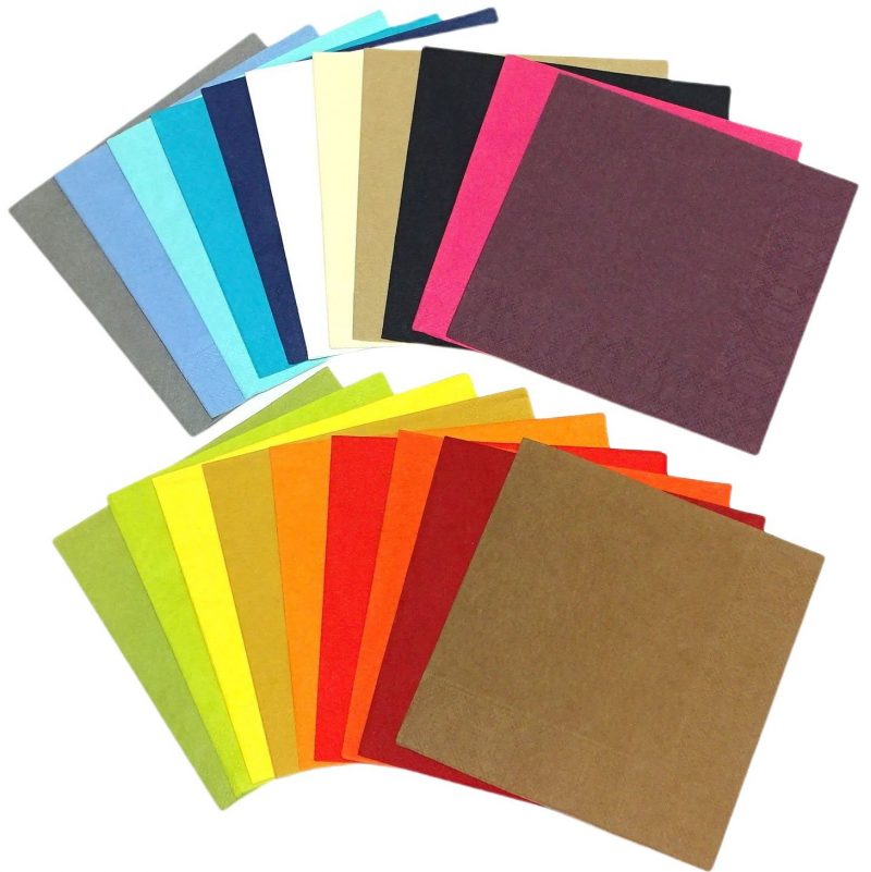 2.000 Stück Cocktail Papierservietten 24x24cm 3-lagig Überraschung bunt gemischt (8x250er)