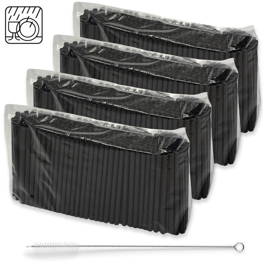 1.000 Stück Cocktail Mehrweg Trinkhalme Plastik 150x8mm Strohhalme + Bürste wiederverwendbar (4x250er)