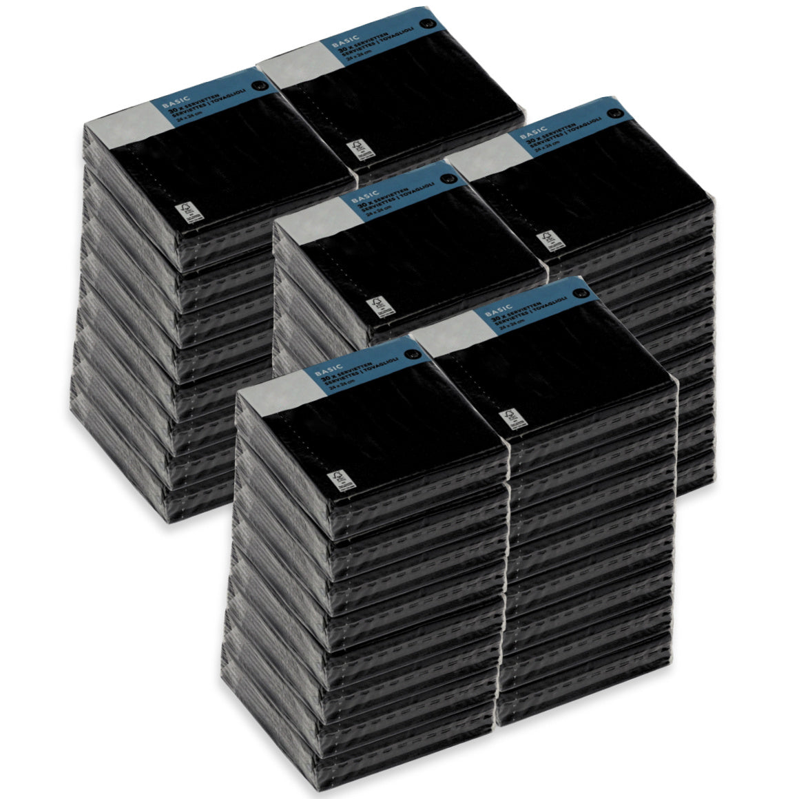 1.440 Stück Cocktail Servietten 24x24cm Papierservietten 3-lagig - Schwarz (48x30er)