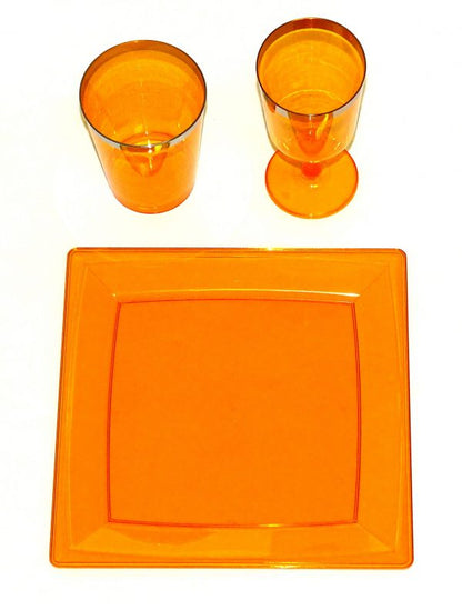 48 Plastikteller eckig 205x205mm Orange (8x6er)