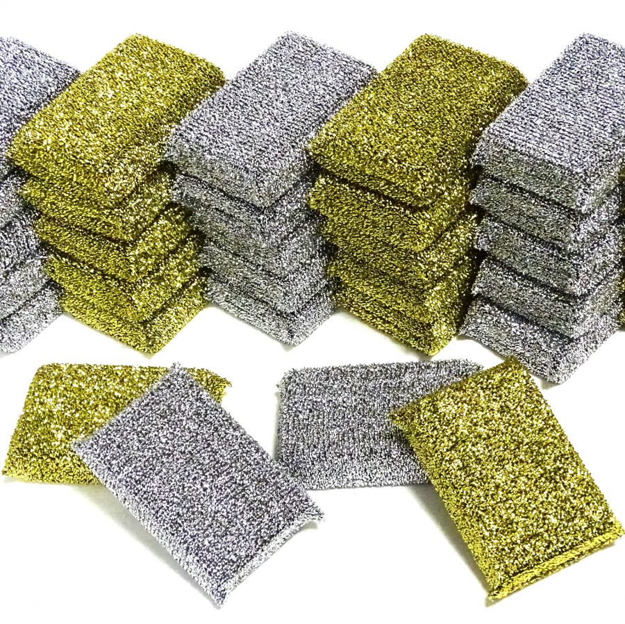 20 Lurex Topfreiniger 115x75x30mm Pfannenkratzer Glänzerkissen - Mix (Gold + Silber)