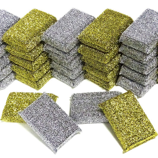 20 Lurex Topfreiniger 115x75x30mm Pfannenkratzer Glänzerkissen - Mix (Gold + Silber)
