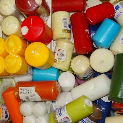 10 kg Stumpenkerzen Dekokerzen Teelicht Spitzkerzen 2. Wahl Paket - bunt gemischt