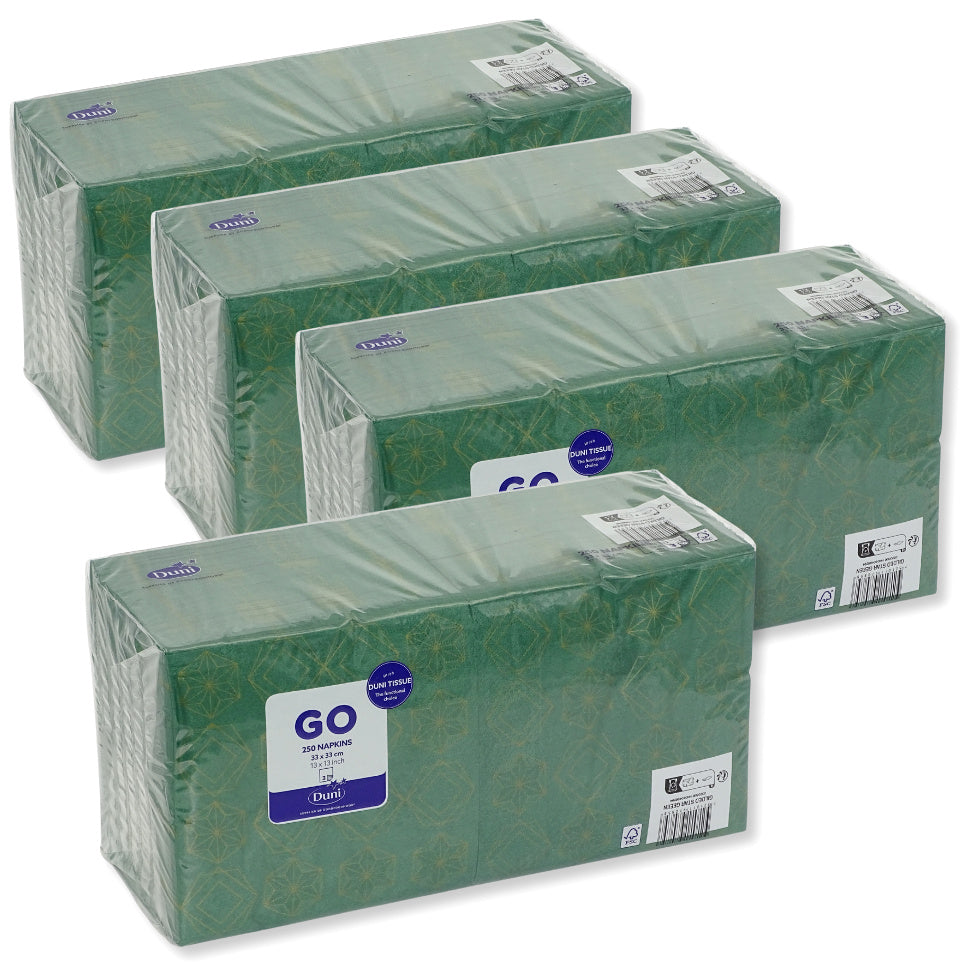 1.000 Stück Duni Papierservietten 33x33cm 3-lag. Zellstoff Gilded Star - Green (4x250er)