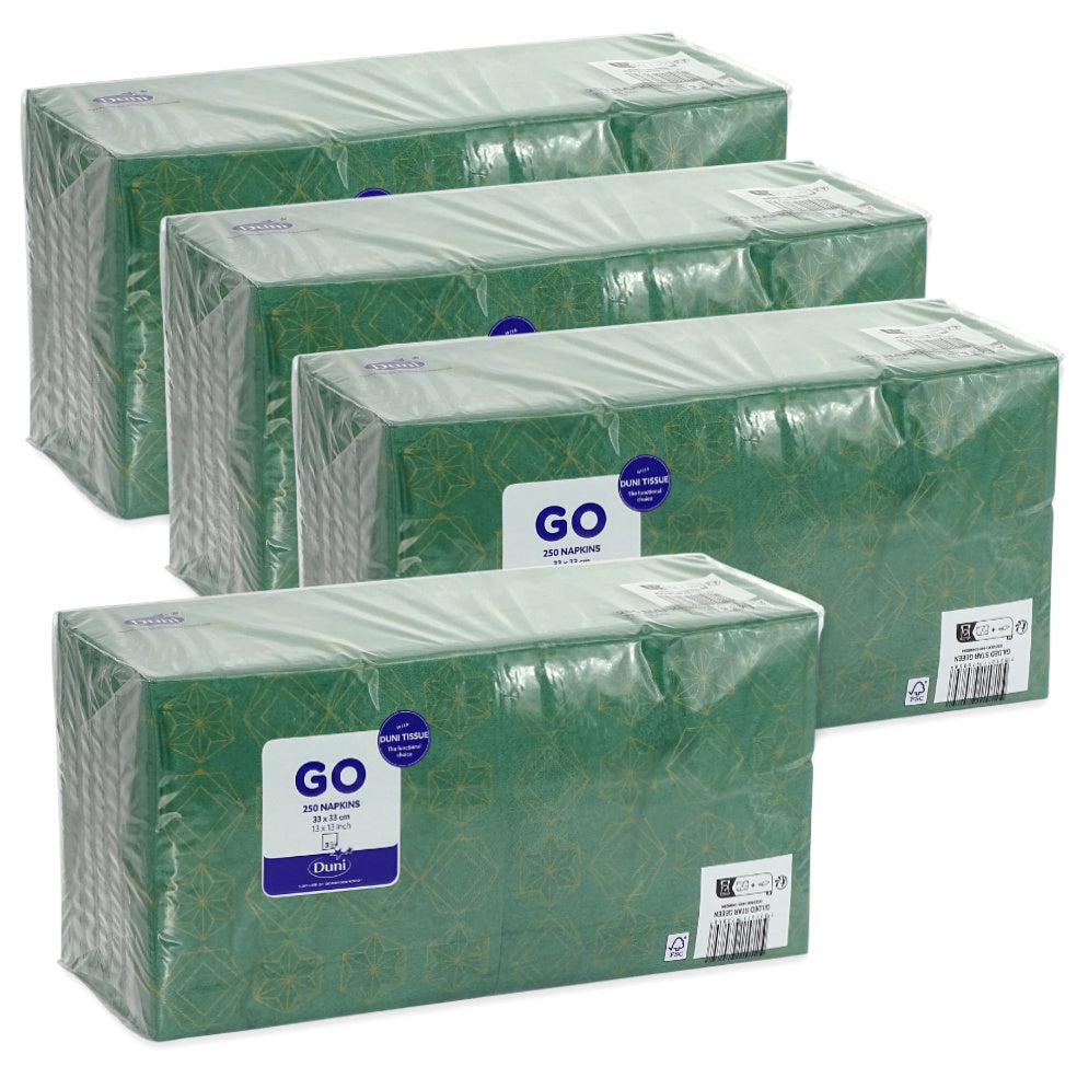 1.000 Stück Duni Papierservietten 33x33cm 3-lag. Zellstoff Gilded Star - Green (4x250er)