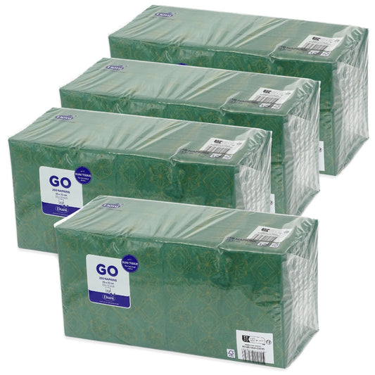 1.000 Stk Duni Papierservietten 33x33cm 3-lag. Zellstoff Gilded Star Green