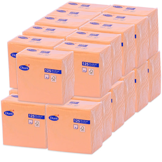 2.000 Stk Duni Zellstoff Servietten 33x33cm 2-lagig Papierservietten (16x125er) - Apricot