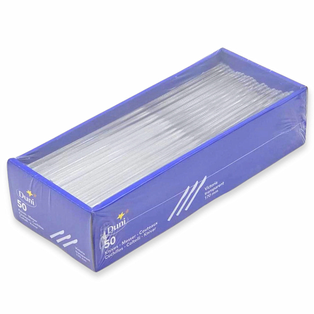 1.000-tlg. Duni Mehrweg Besteck Messer 170mm Plastik stabil transparent (20x50er)